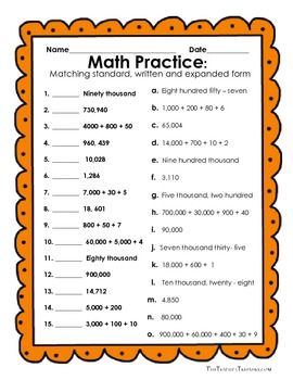 FREE Reading and Writing Numbers in Expanded Form, Standard Form ...