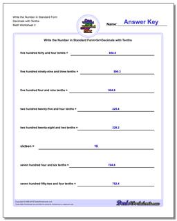 writing numbers in standard form worksheet