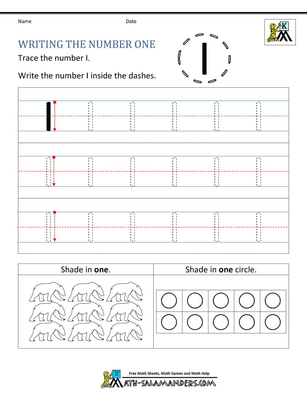writing numbers kindergarten math worksheet