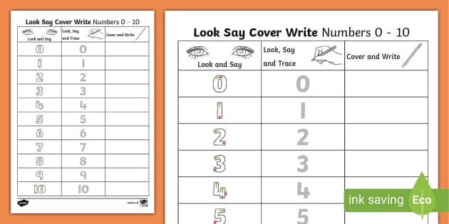 writing numbers to 10 worksheet