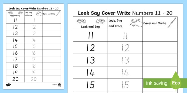 writing numbers to 20 worksheet