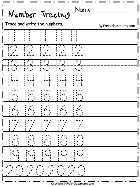 writing numbers to 20 worksheet