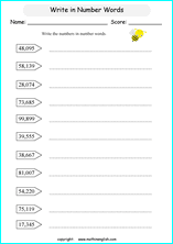 writing numbers words worksheet grade