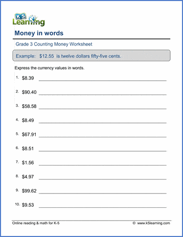 writing numbers words worksheet grade