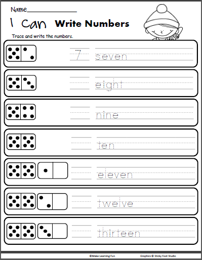 Winter Trace and Write the Number Words 7 to 13 | Made By Teachers