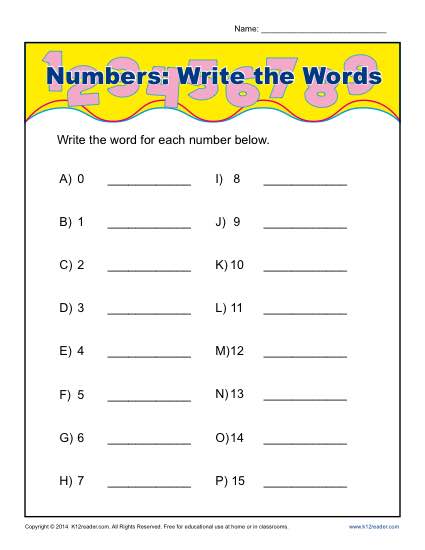 writing numbers worksheet for