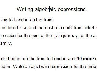 writing numerical expressions from word problems worksheet