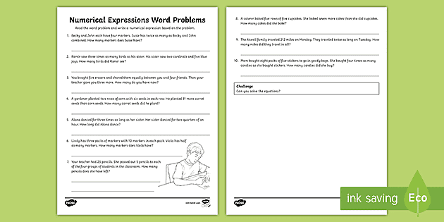 writing numerical expressions worksheet 5th grade