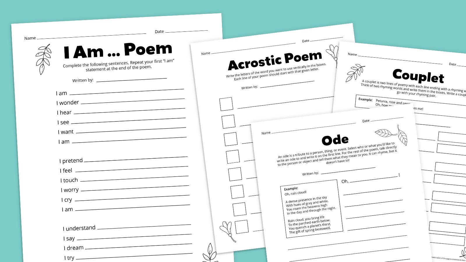 writing poems worksheet