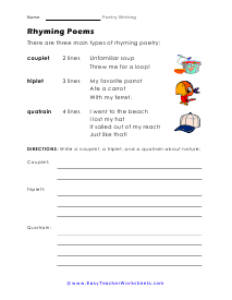 writing poems worksheet