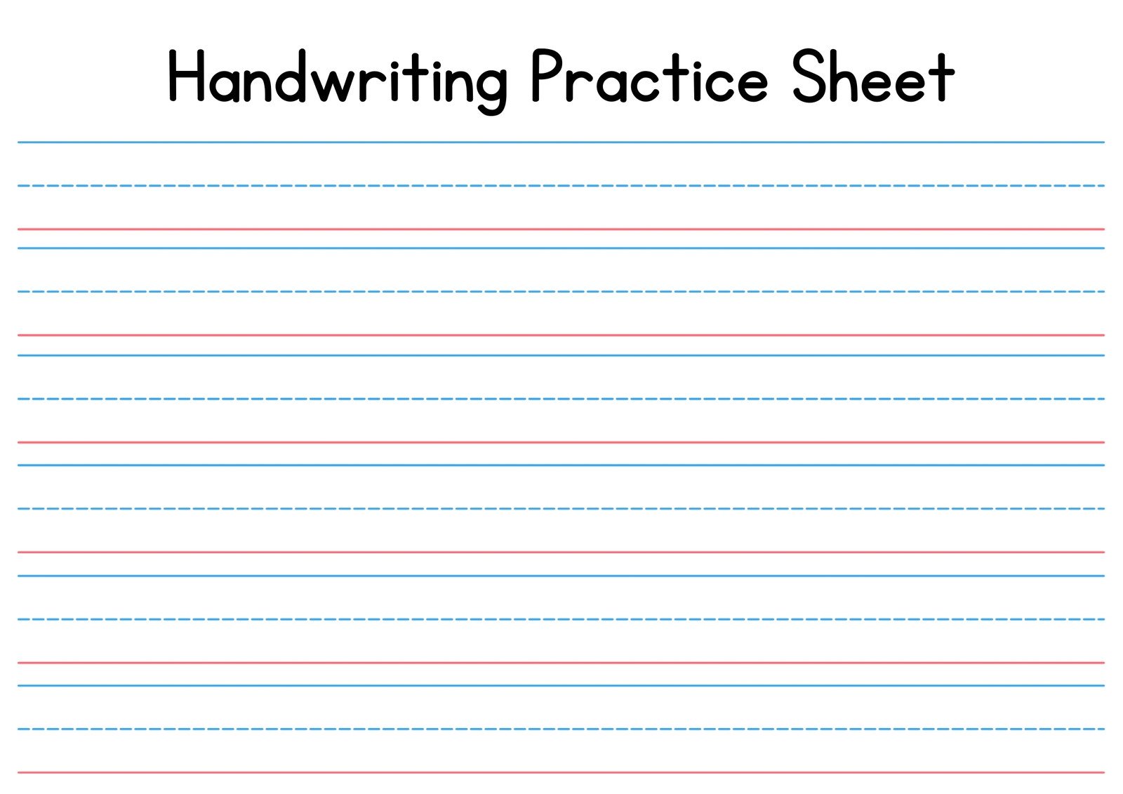 Free custom printable handwriting worksheet templates 