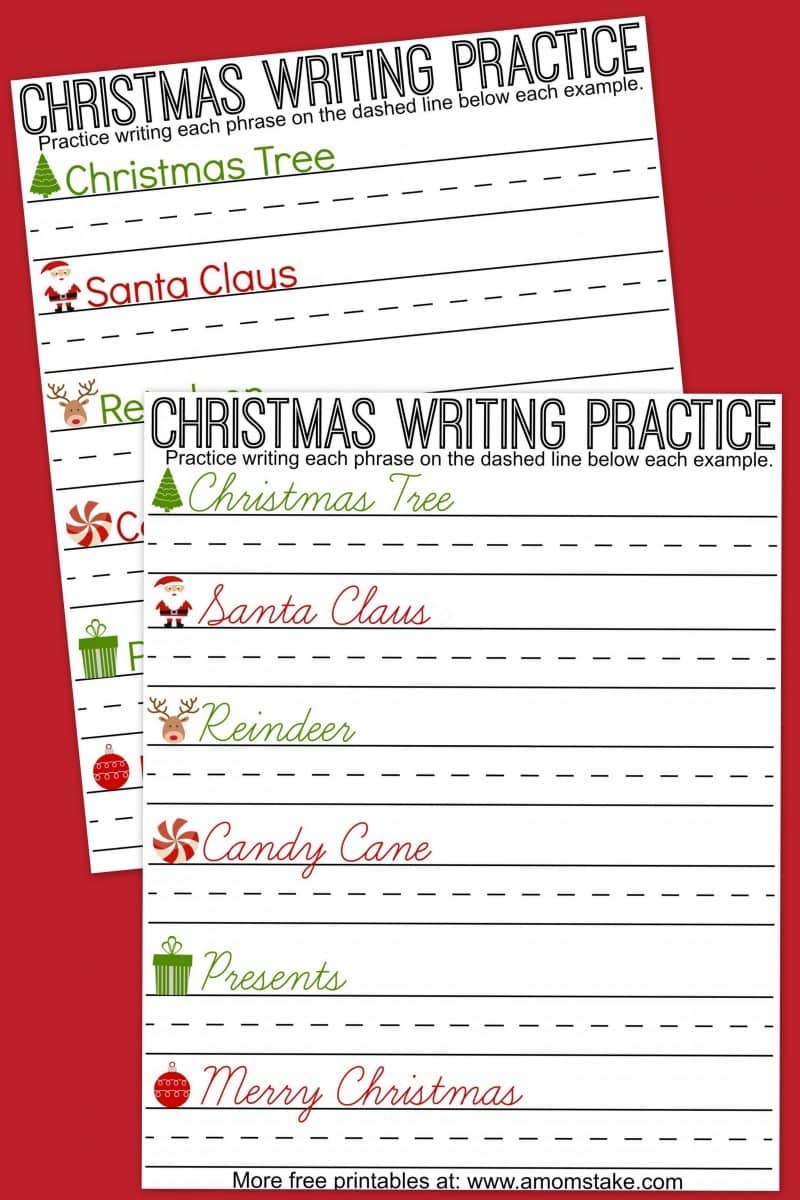 Christmas Writing Practice Sheets - A Moms Take