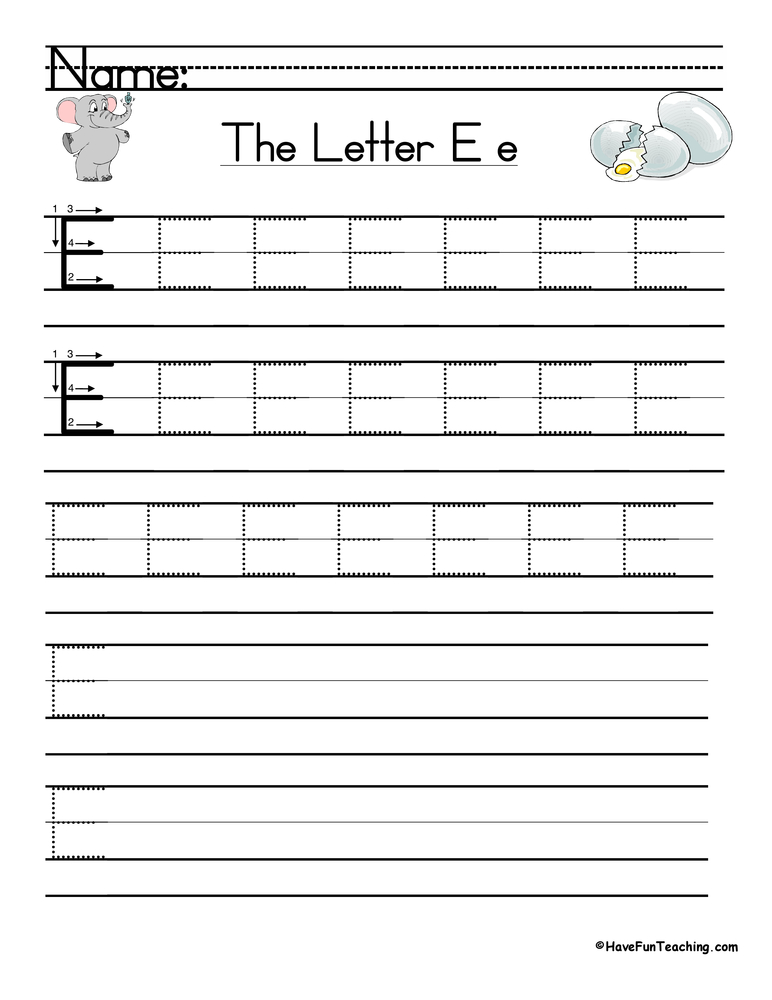 Letter E Handwriting Practice Worksheet  