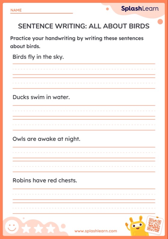Sentence Writing: All About Birds - ELA Worksheets - SplashLearn