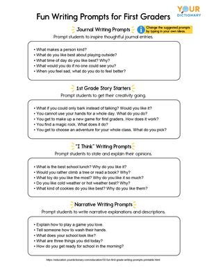 writing prompts for 1st grade worksheet