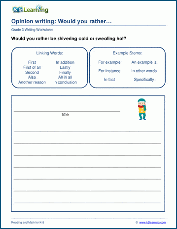 writing prompts for 3rd grade worksheet