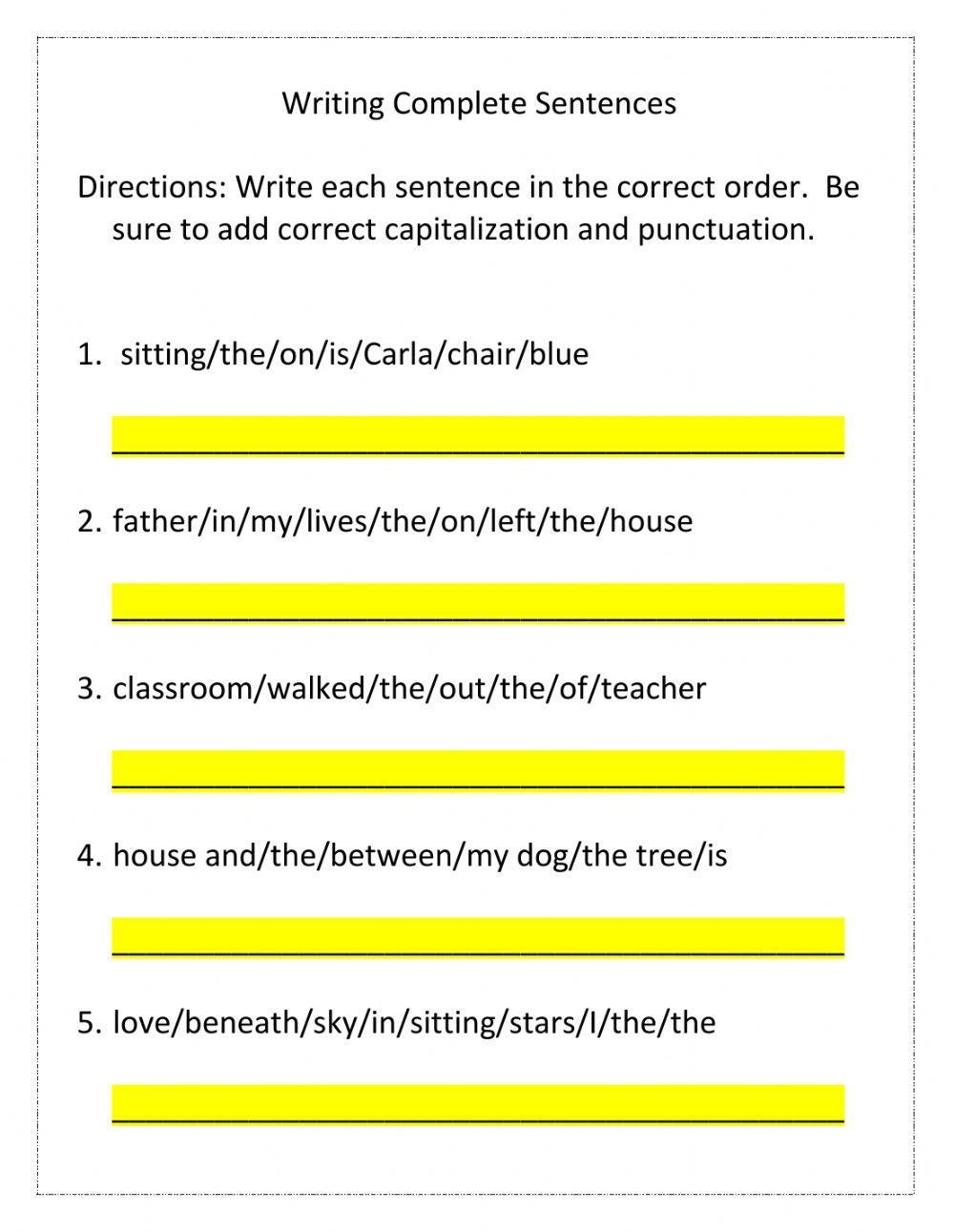 Free writing sentences correctly worksheet, Download Free writing ...