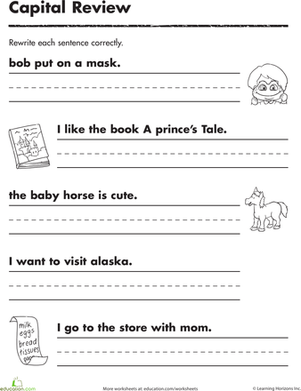 writing sentences correctly worksheet