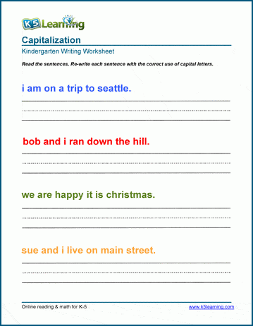 Capitalization and sentences worksheets | Worsheets library