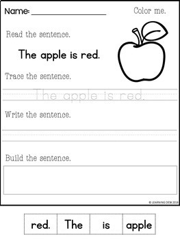 writing sentences worksheet for 1st grade