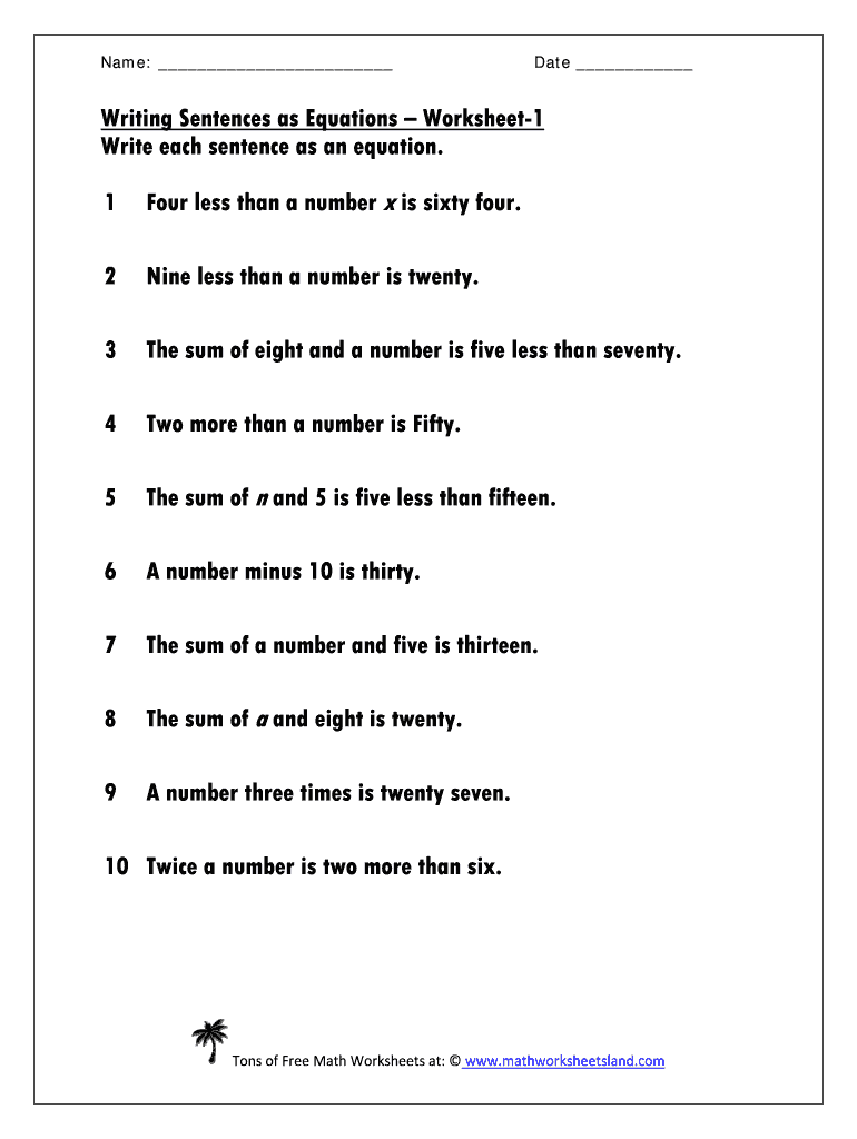 Writing equations worksheet: Fill out &  sign online | DocHub