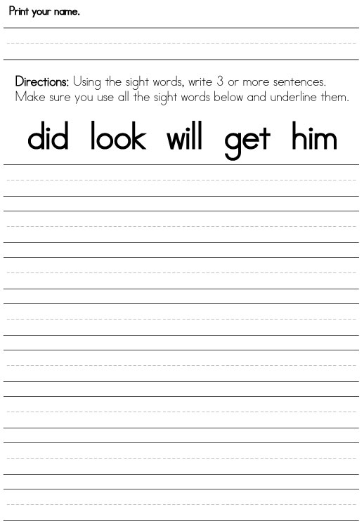 First Grade Sight Word Worksheets - simple but effective