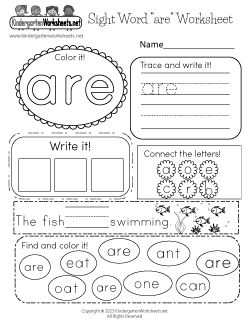 Sight Words Worksheets for Kindergarten (Free Printables)