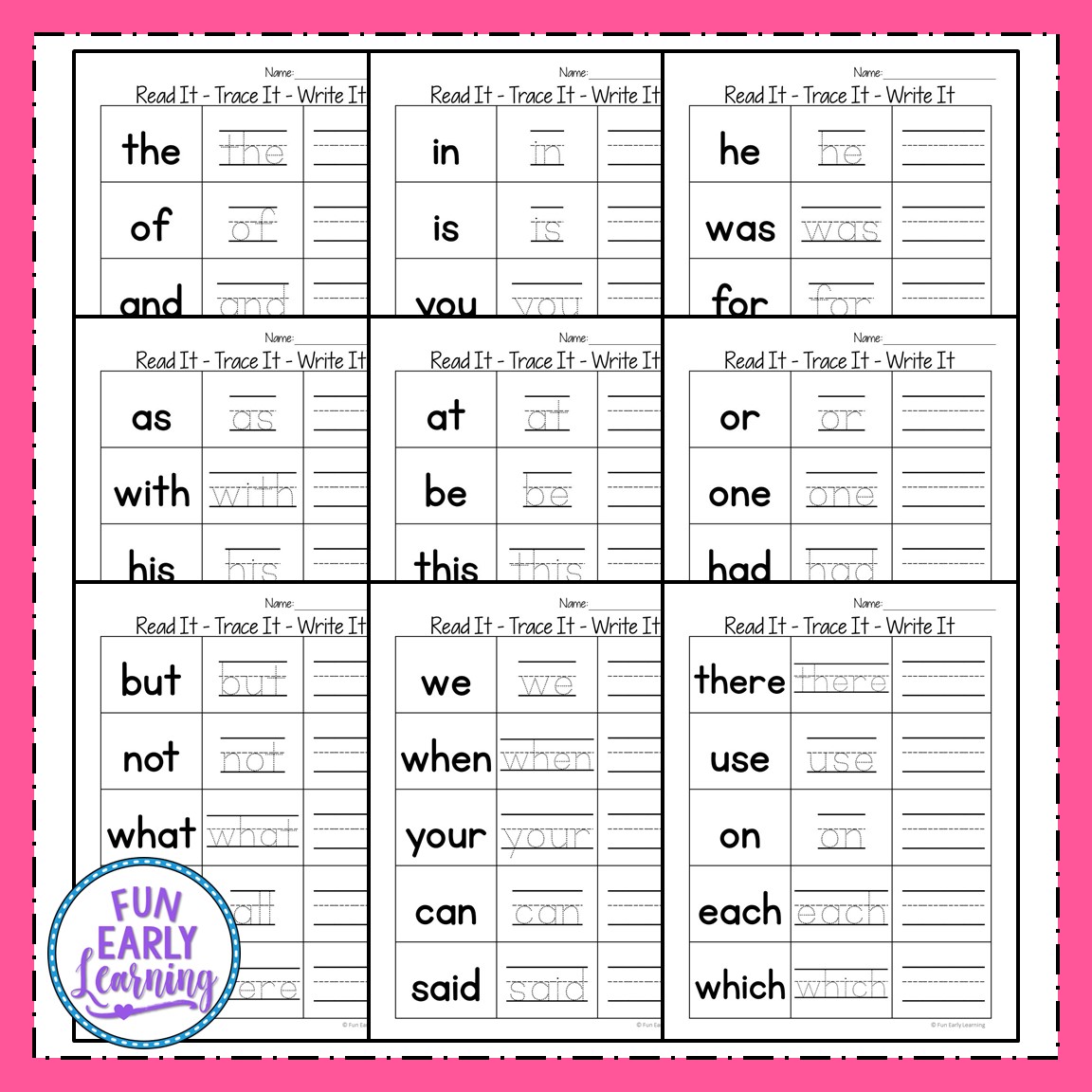 Read It - Trace It - Write It - Frys First 100 Sight Words - Fun ...