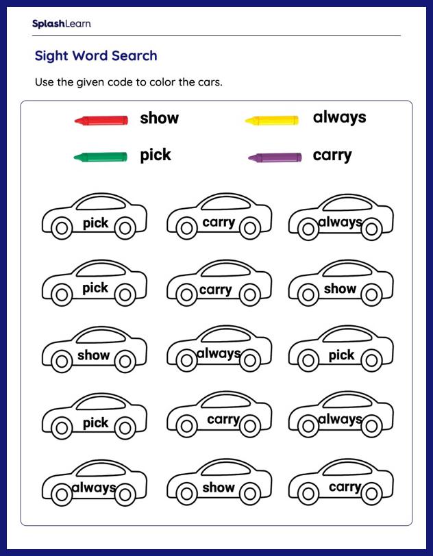 Sight Words Worksheets for 2nd Graders Online - SplashLearn
