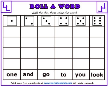 Sight Word Worksheets - Roll A Word