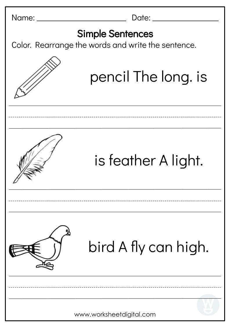 Simple Sentences - Worksheet Digital