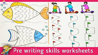 Pre writing skills || tracing worksheets for kindergarten || pre-writing  activity