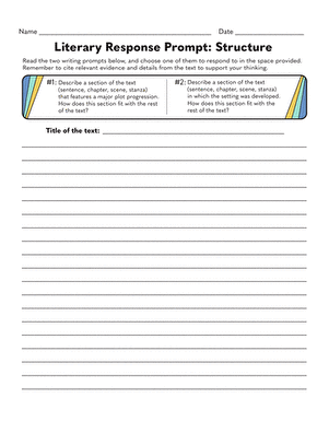 Literary Response Prompt: Structure | Worksheet 