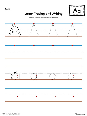 writing the letter a worksheet