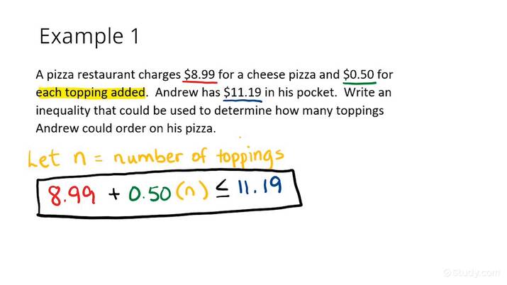 Writing a Multi-Step Inequality for a Real-World Situation ...