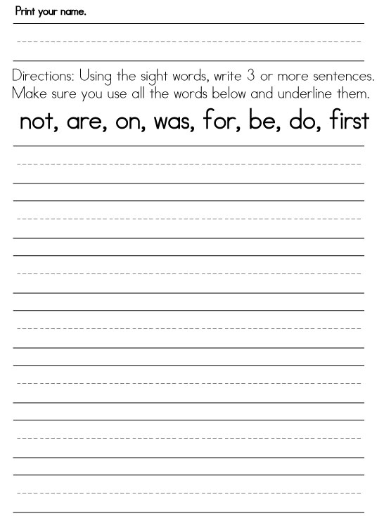 writing worksheet 1st graders