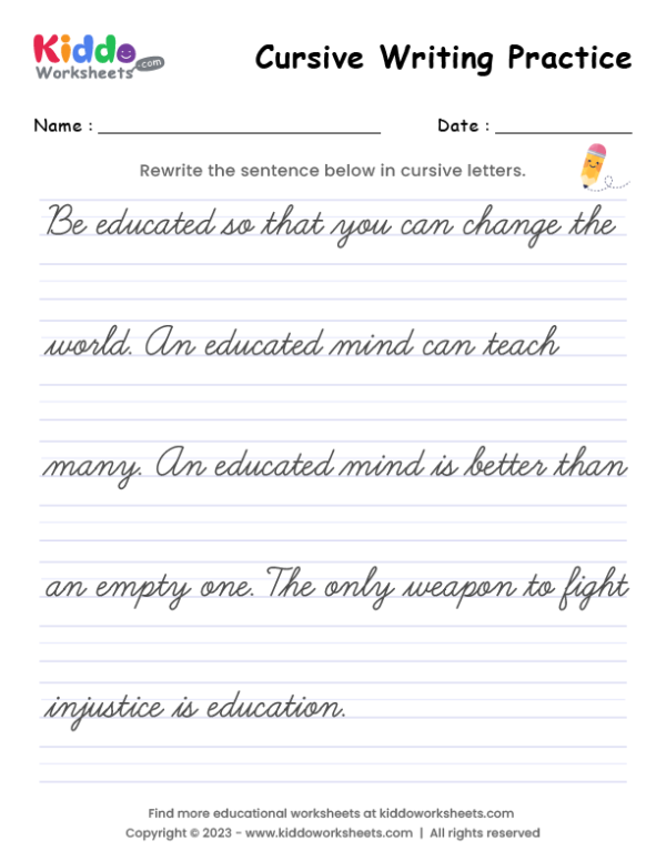 Free Printable Cursive Writing Worksheet 2 - kiddoworksheets