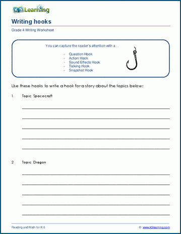 Writing hooks for grade 4 worksheets | Worsheets library