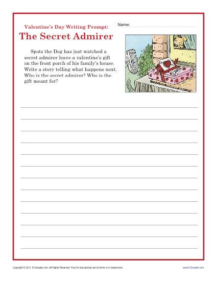 Valentines Day Worksheet | Sectret Admirer Writing Prompt - 4th ...