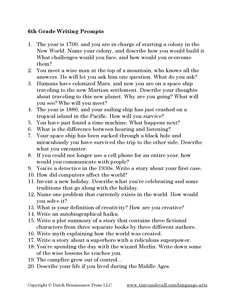 writing worksheet 6th grade