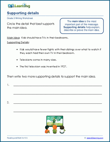writing worksheet for 3rd graders