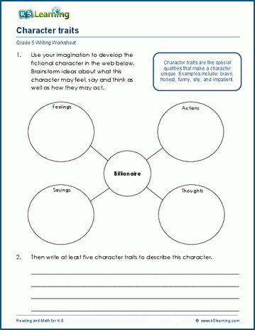 writing worksheet for 5th graders