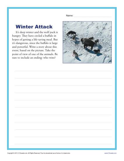 Winter Attack | High School Writing Prompt Worksheet