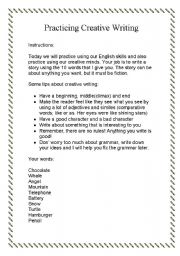 Creative Writing for Advance Middle School - ESL worksheet by ...