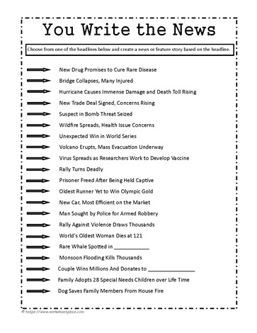 Write the News Worksheets