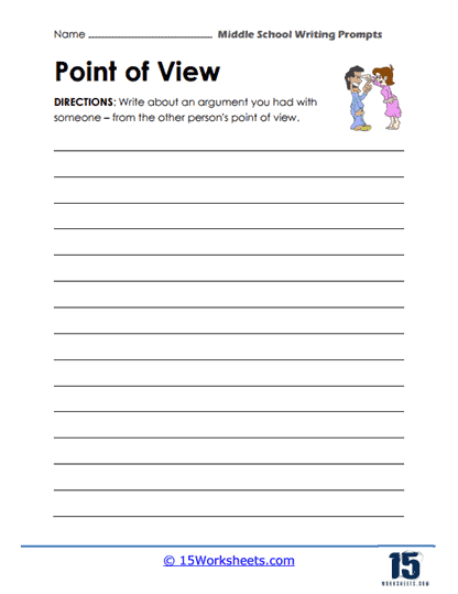 Middle School Writing Prompt Worksheets