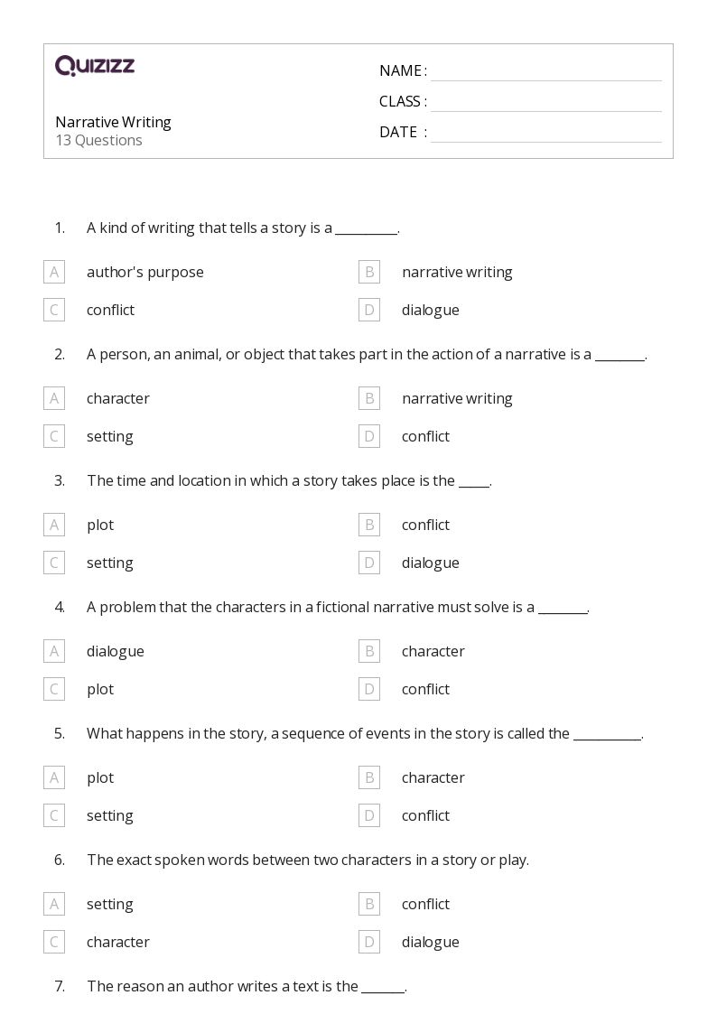 50+ Narrative Writing worksheets for 4th Grade on Quizizz | Free ...