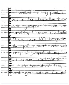 Narrative Writing Sample- Grade 4- Frogs in the Pool