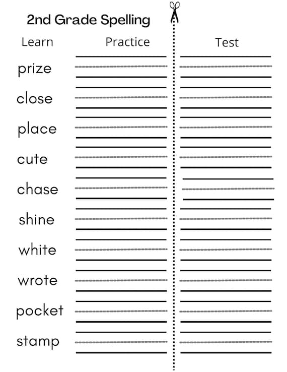 8 Printable Second Grade Writing Spelling Worksheets Spelling Test ...