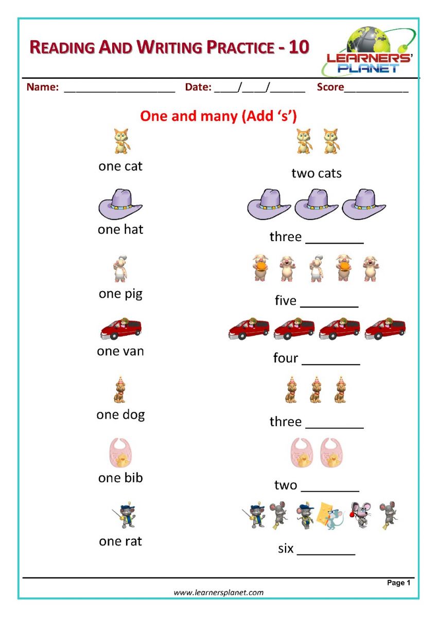 writing worksheet kindergarten